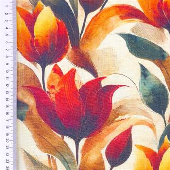 Viscose linen Digital print, Blomster